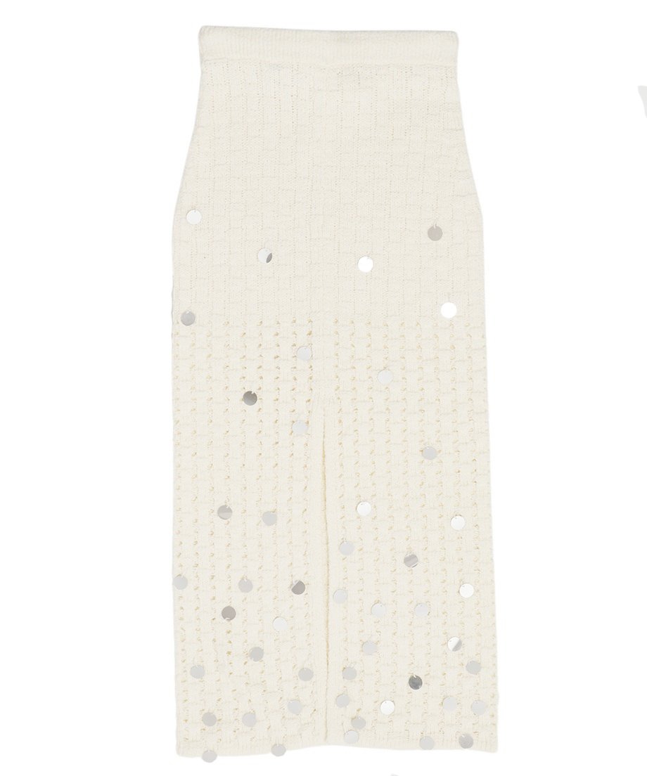 sequins bouclé KNIT long skirt_7
