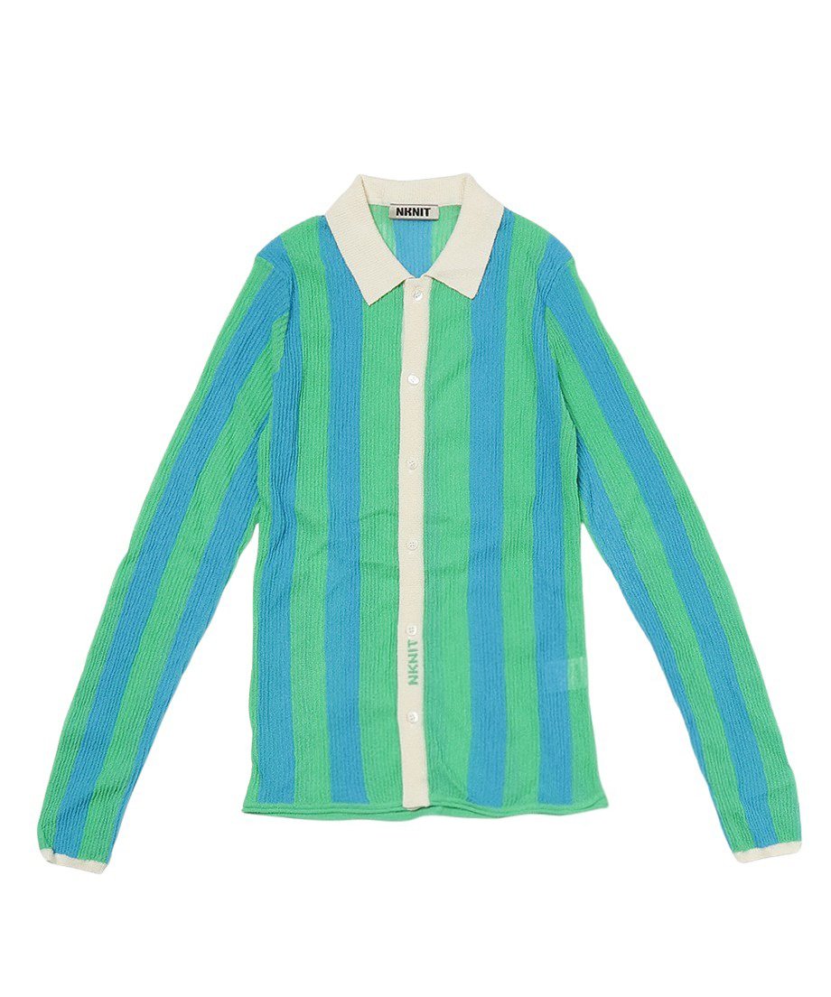 striped pattern KNIT shirts_6