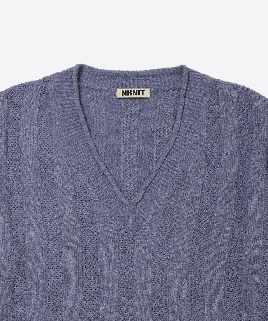 mesh rib v-neck knit_11