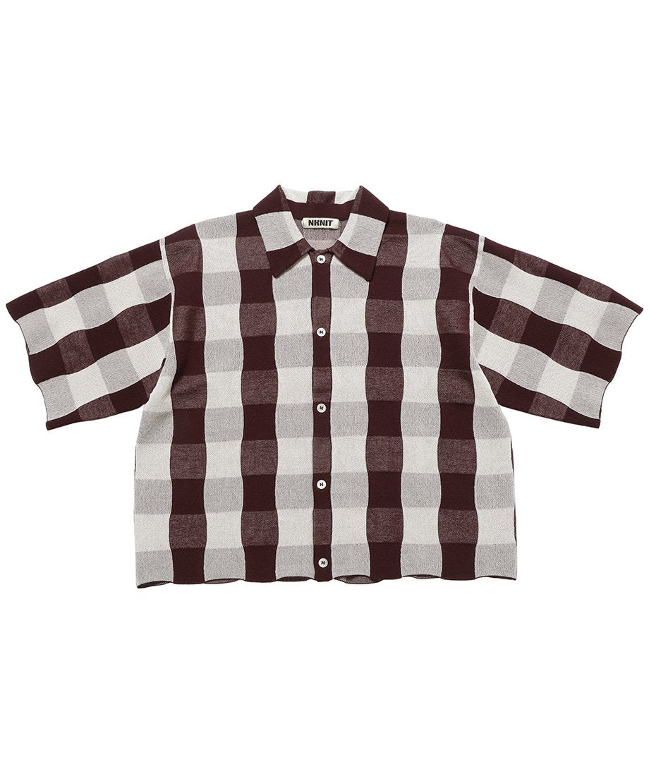 checker pattern KNIT shirt_8