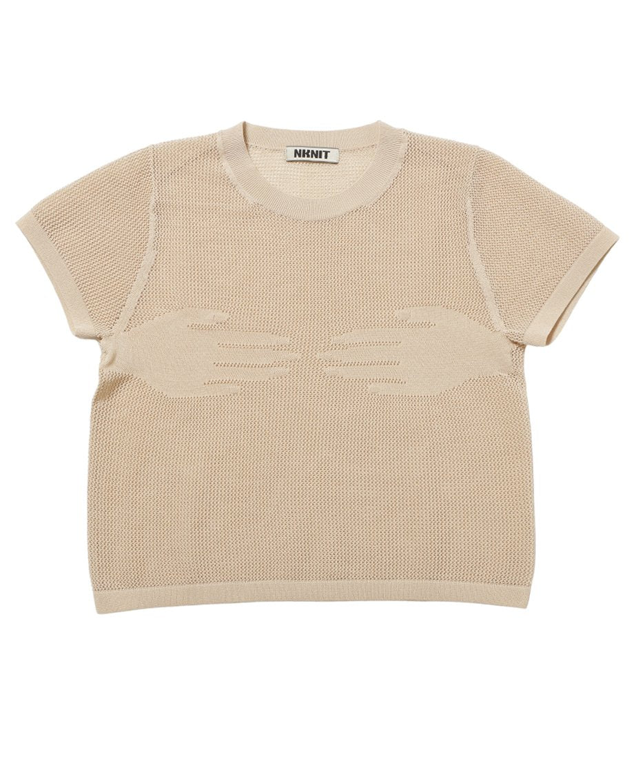 hand pattern mesh KNIT T-shirt_2