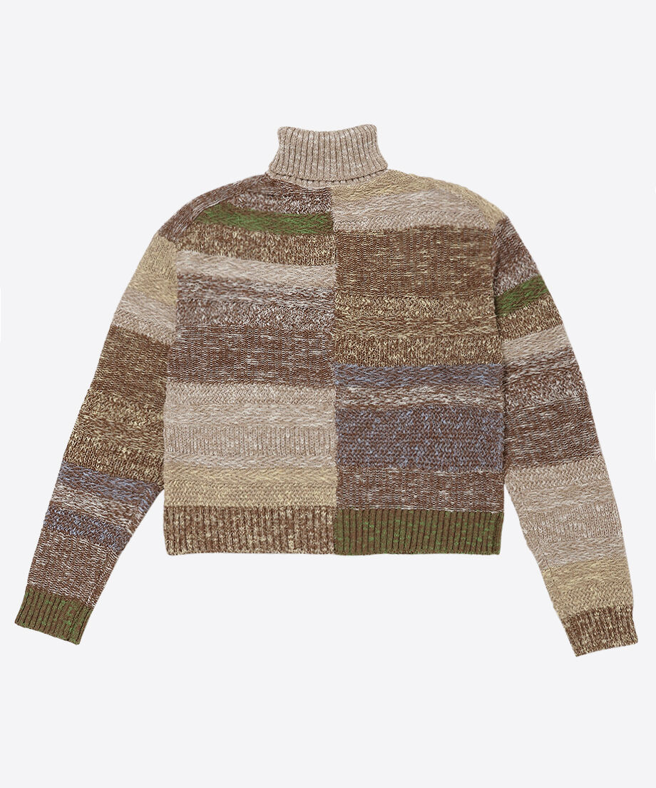 mix color high neck zip knit_13