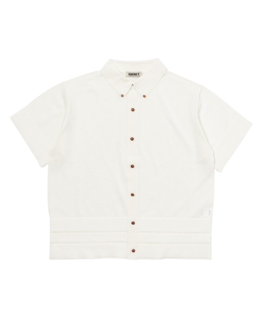 sheer wood button KNIT shirt_3