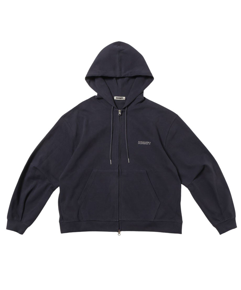 NKNIT logo embroidery ZIP hoodie CHARCOAL-GRAY_1