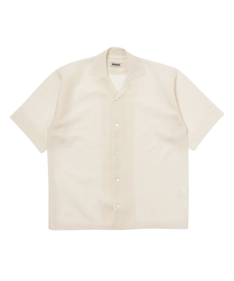 sheer KNIT open collar shirt_3
