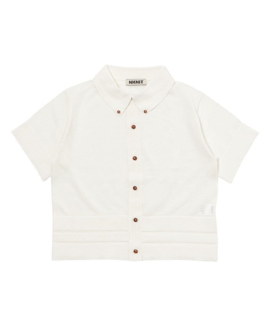 sheer wood button KNIT shirt_2
