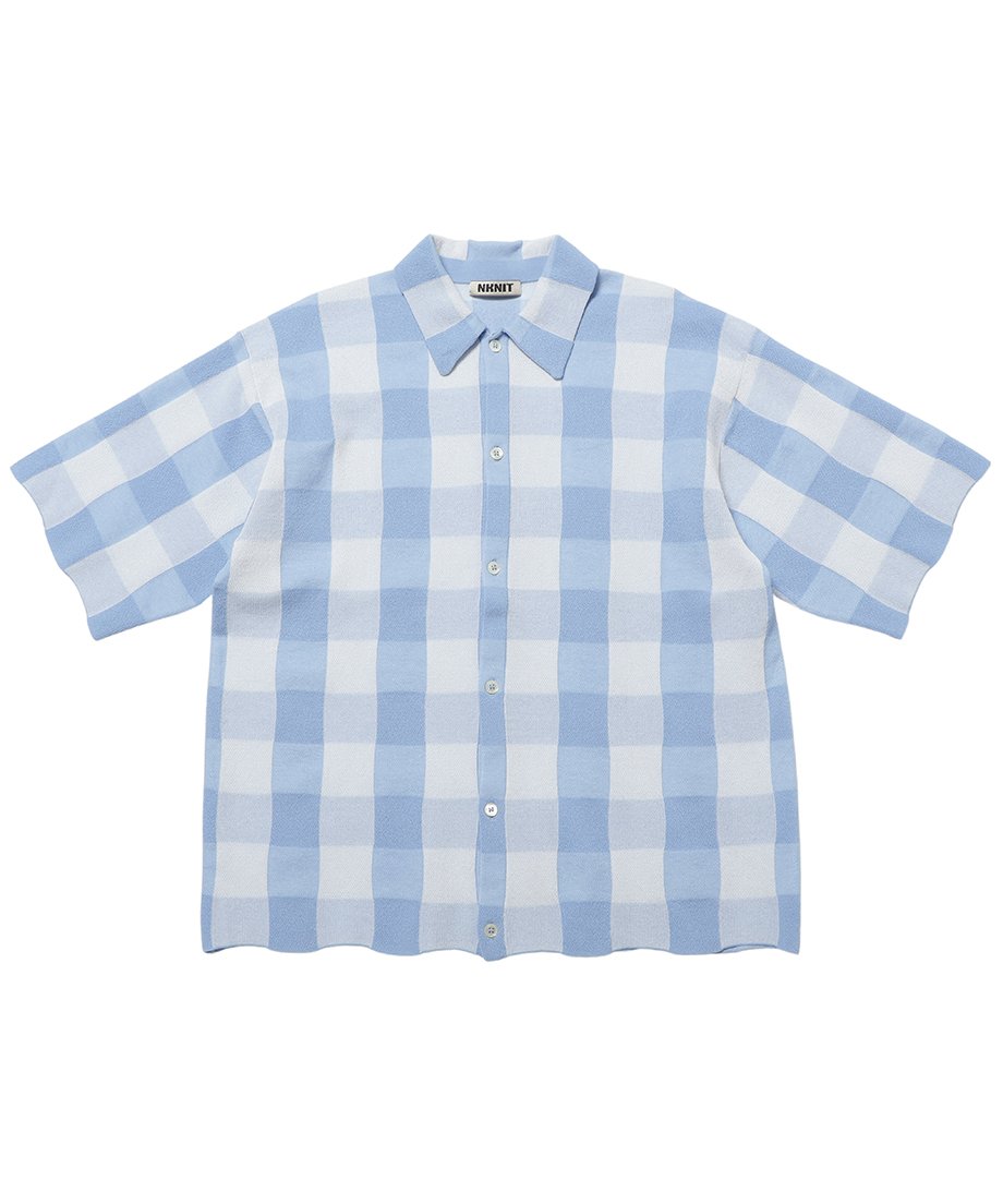 checker pattern KNIT shirt_4