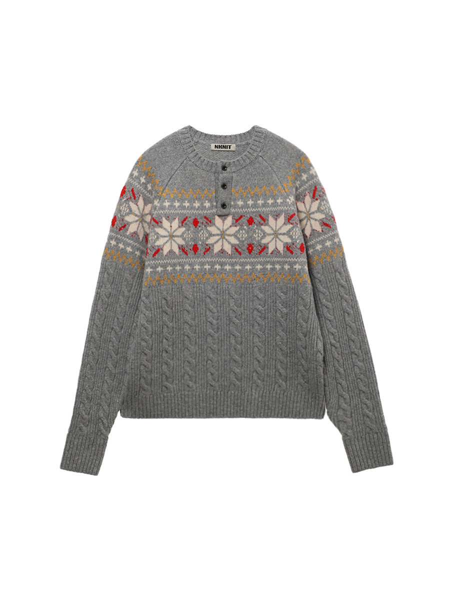 nordic pattern henley KNIT