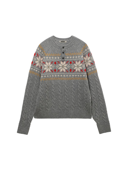 nordic pattern henley KNIT