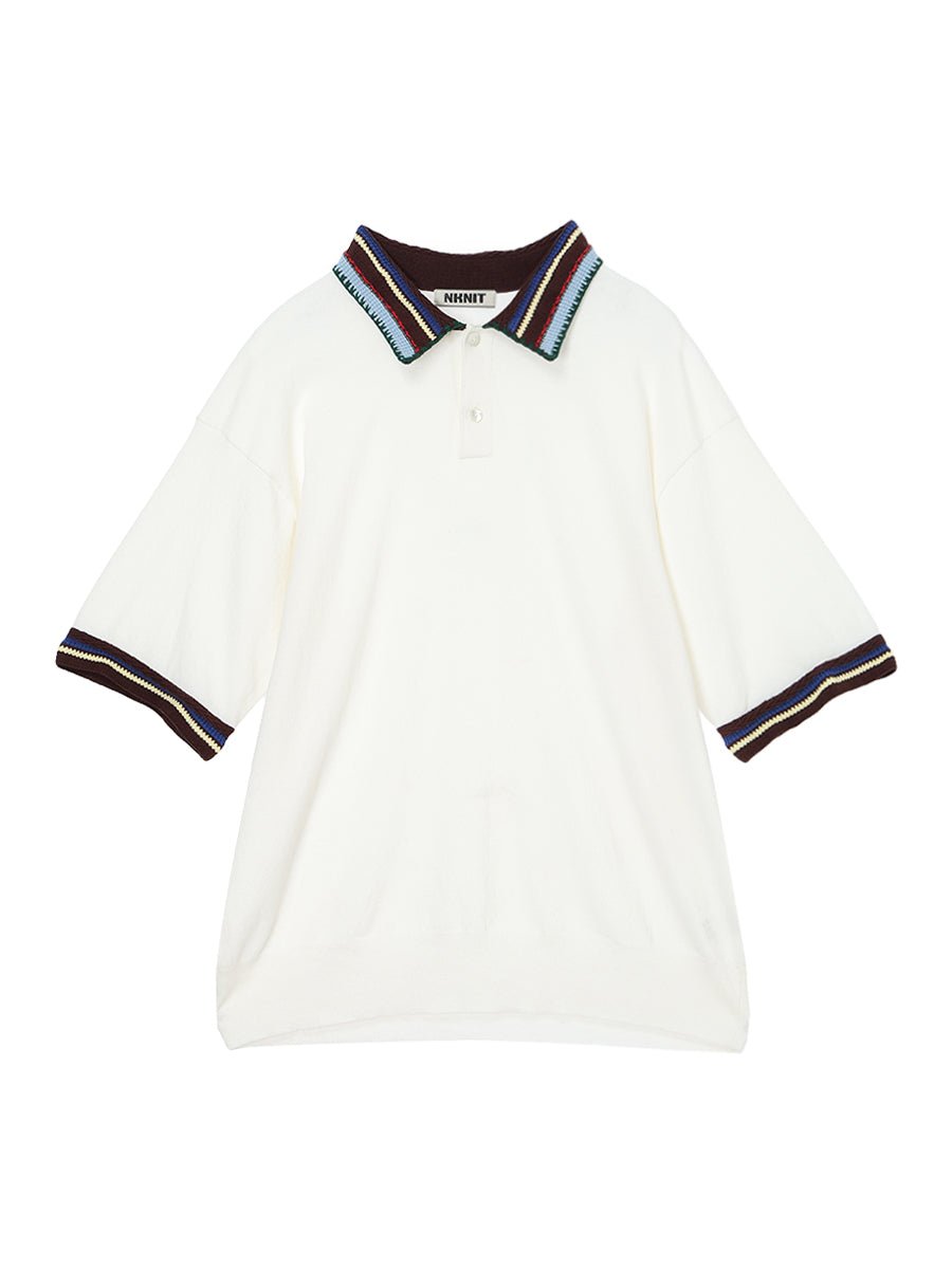 pattern collar KNIT polo shirt