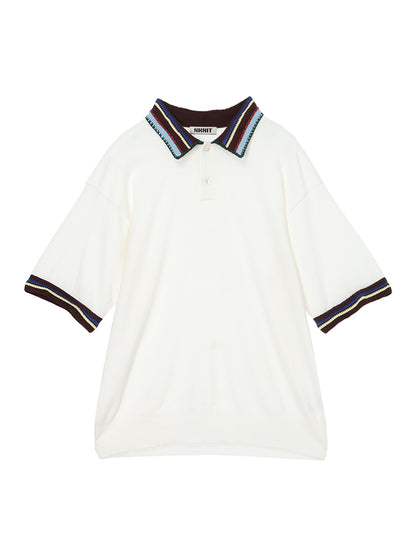 pattern collar KNIT polo shirt
