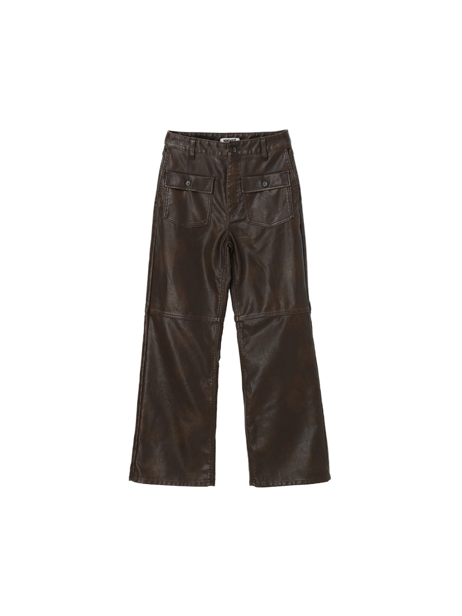 washed faux leather pants