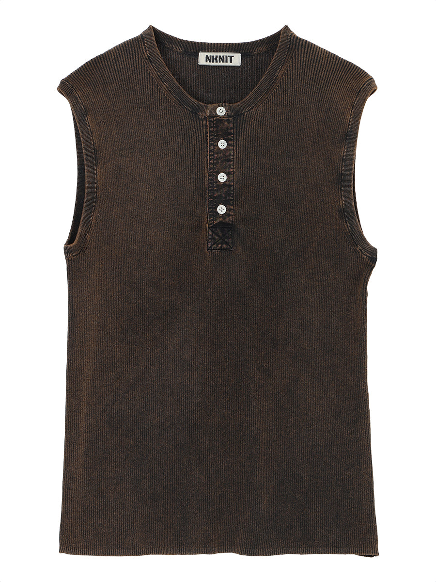 dyed rib henry neck KNIT tank top – NKNIT