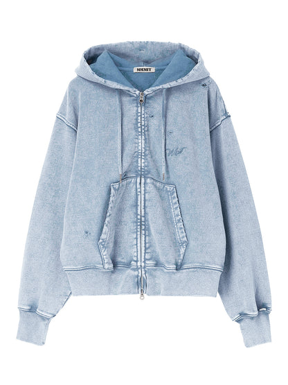 embroidery logo used finish zip hoodie【medium】