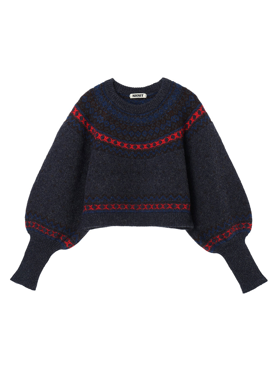 fair Isle pattern balloon sleeve KNIT