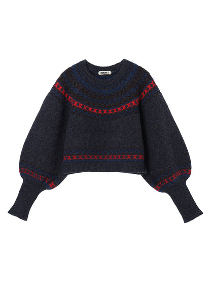 fair Isle pattern balloon sleeve KNIT
