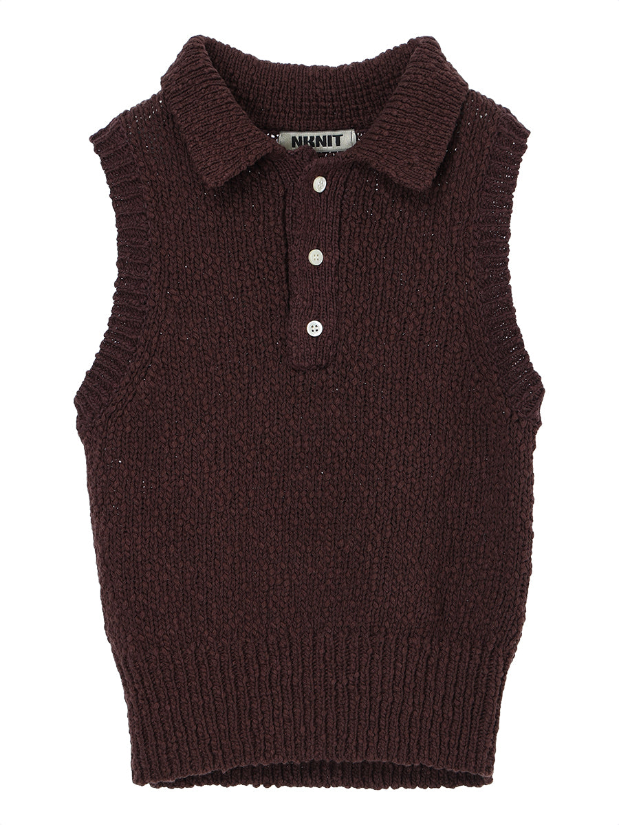 sleeveless KNIT  polo shirt