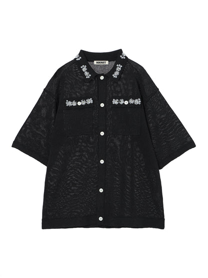 beads flower KNIT shirt