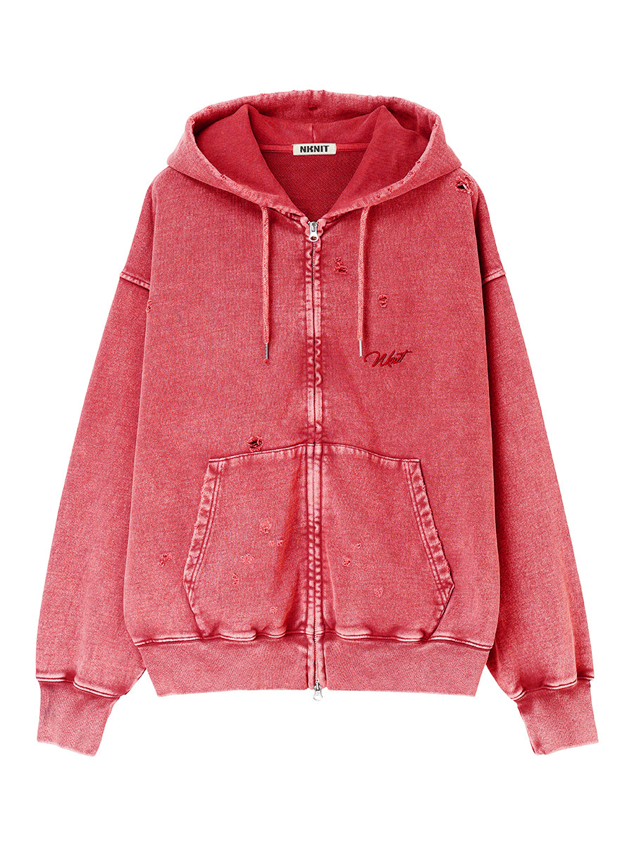 embroidery logo used finish zip hoodie【large】