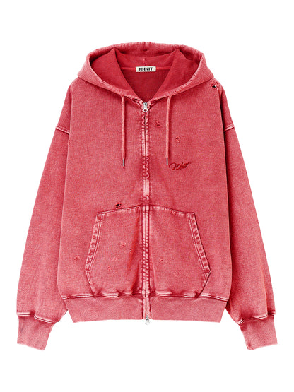 embroidery logo used finish zip hoodie【large】
