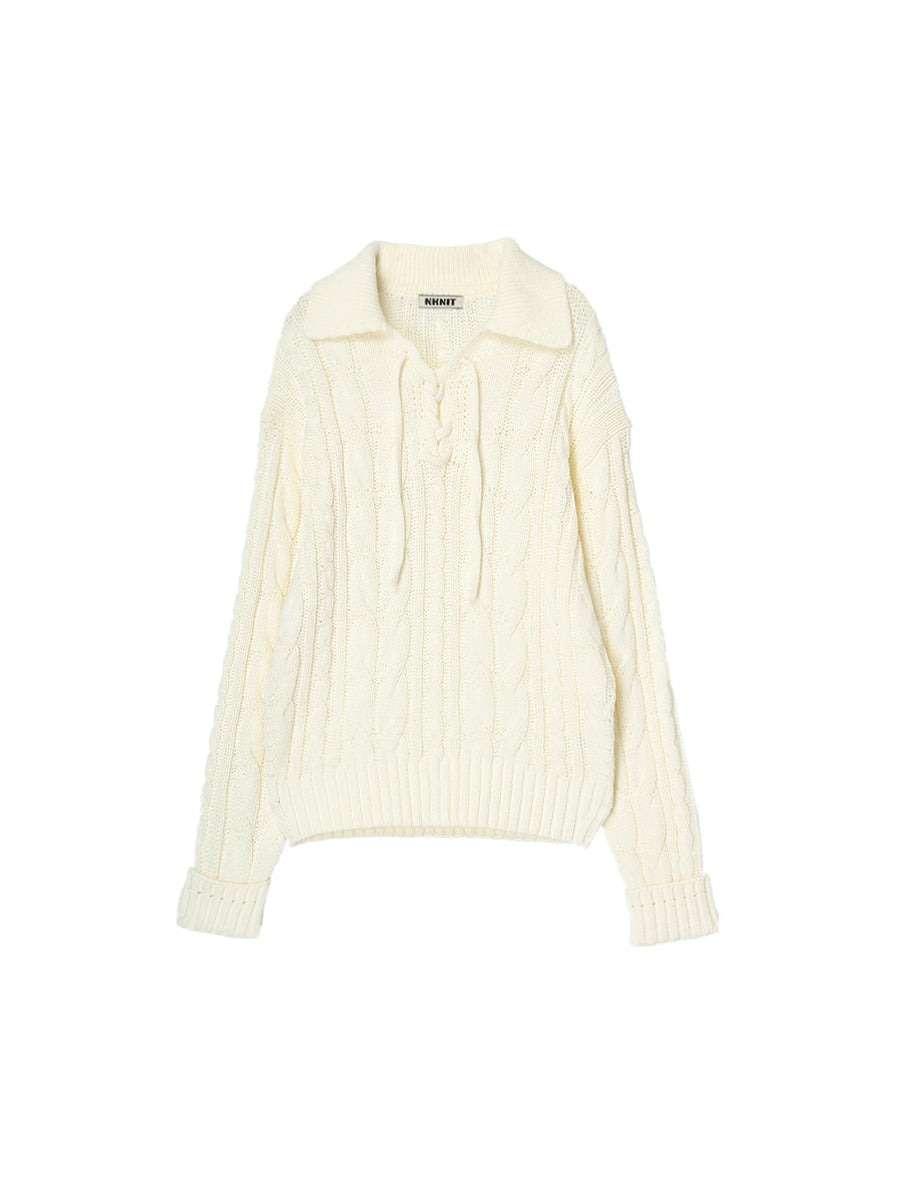 cotton cable lace up KNIT