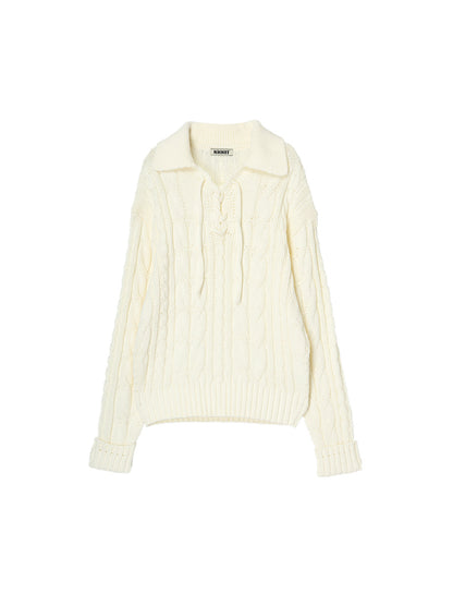 cotton cable lace up KNIT