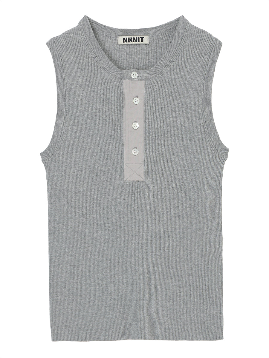 rib  henry neck KNIT  tank top