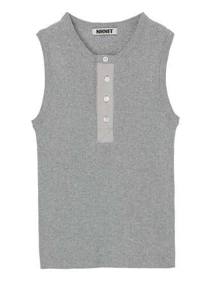 rib  henry neck KNIT  tank top