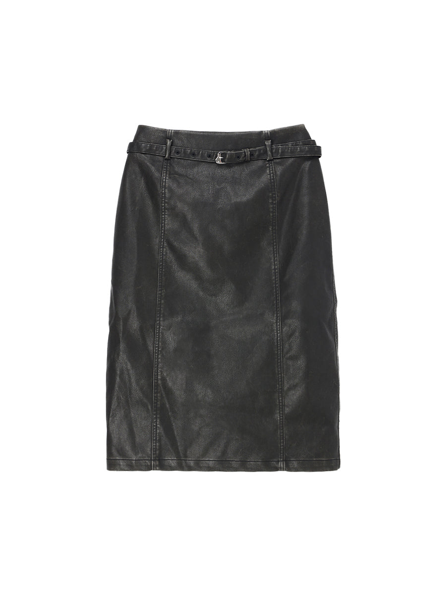 washed finish tight skirt