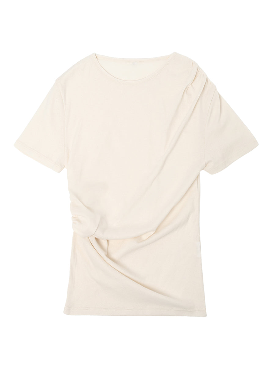 cotton/cashmere asymmetry  gatherT-shirt
