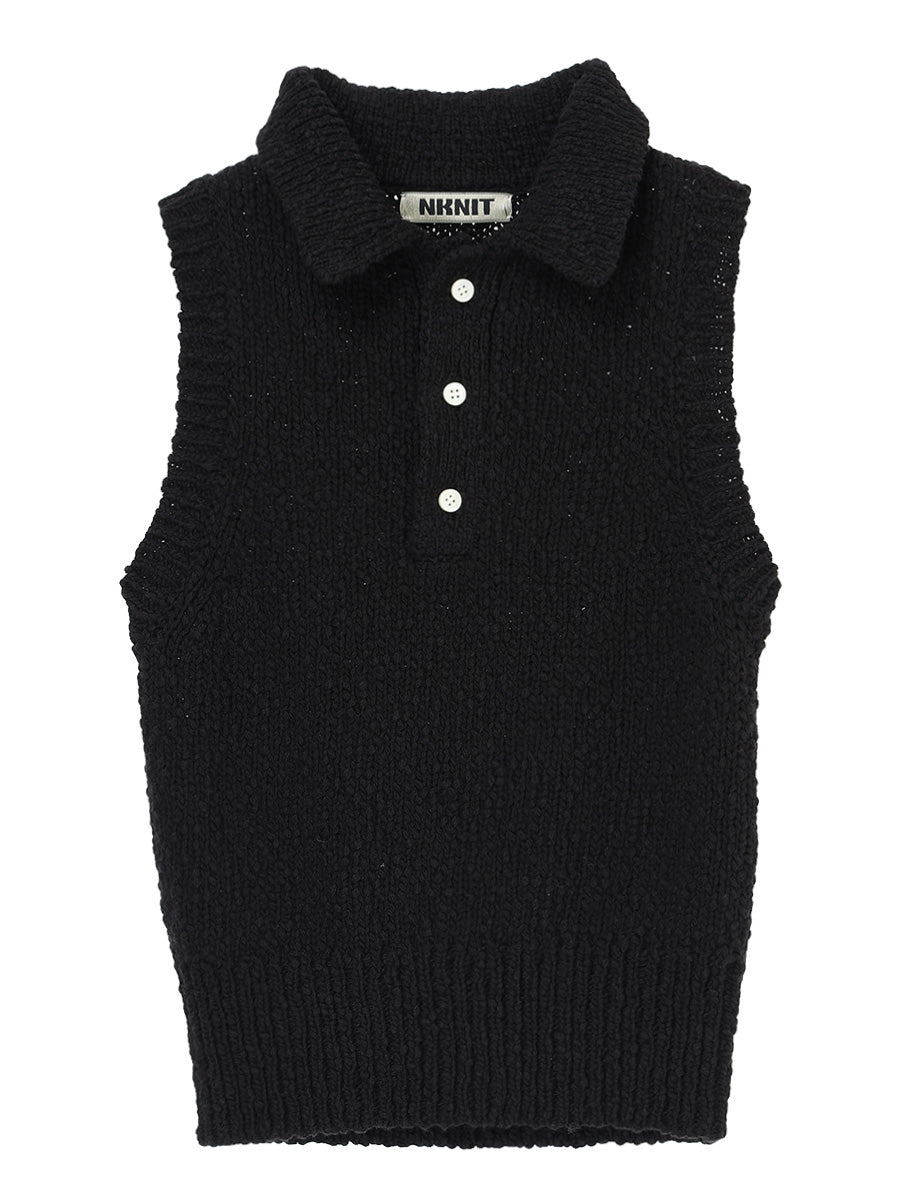 sleeveless KNIT  polo shirt