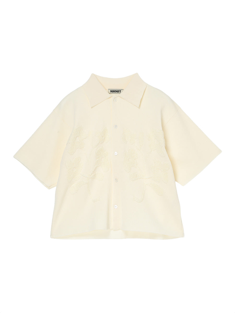 flower jacquard KNIT shirt