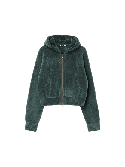 fluffy wool KNIT zip hoodie