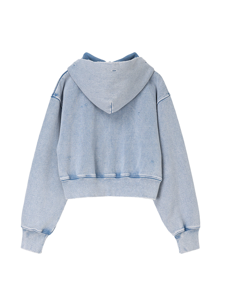 embroidery logo used finish zip hoodie【mini】
