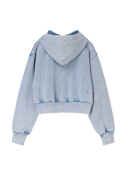 embroidery logo used finish zip hoodie【mini】