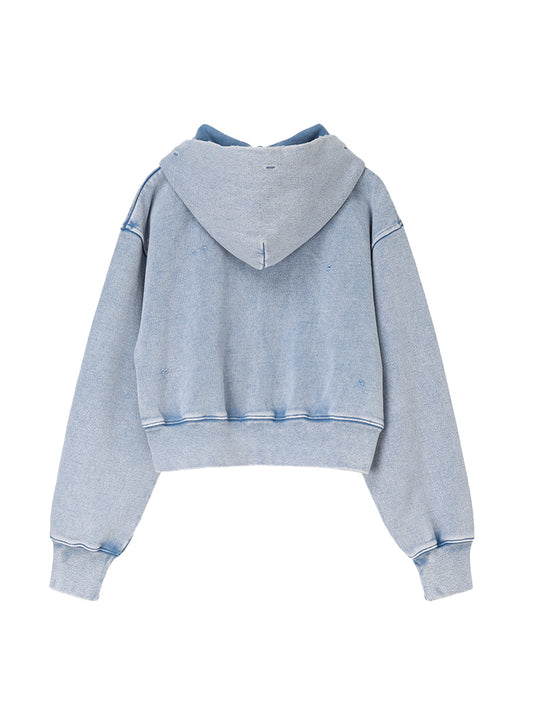 embroidery logo used finish zip hoodie【mini】