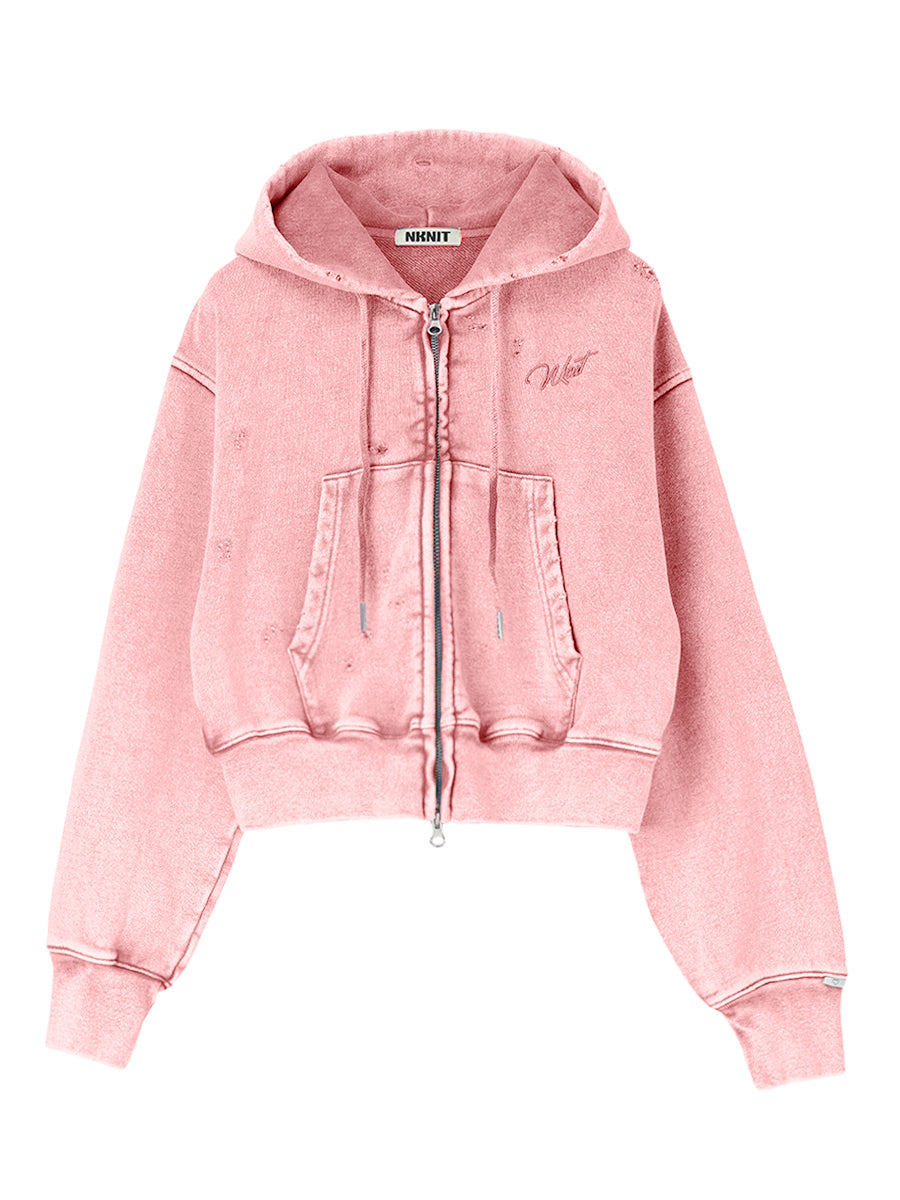 embroidery logo used finish zip hoodie【mini】