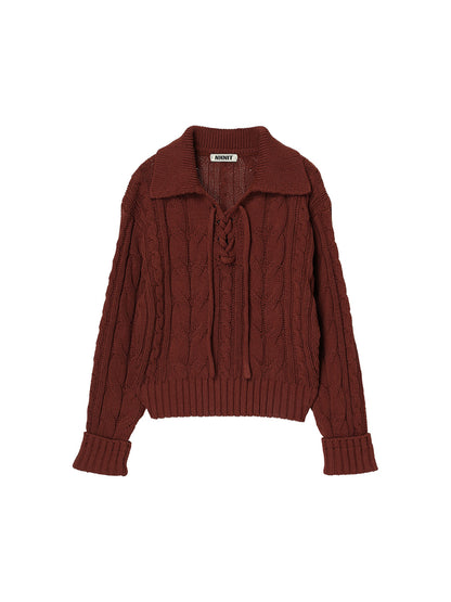 cotton cable lace up KNIT