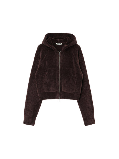 fluffy wool KNIT zip hoodie