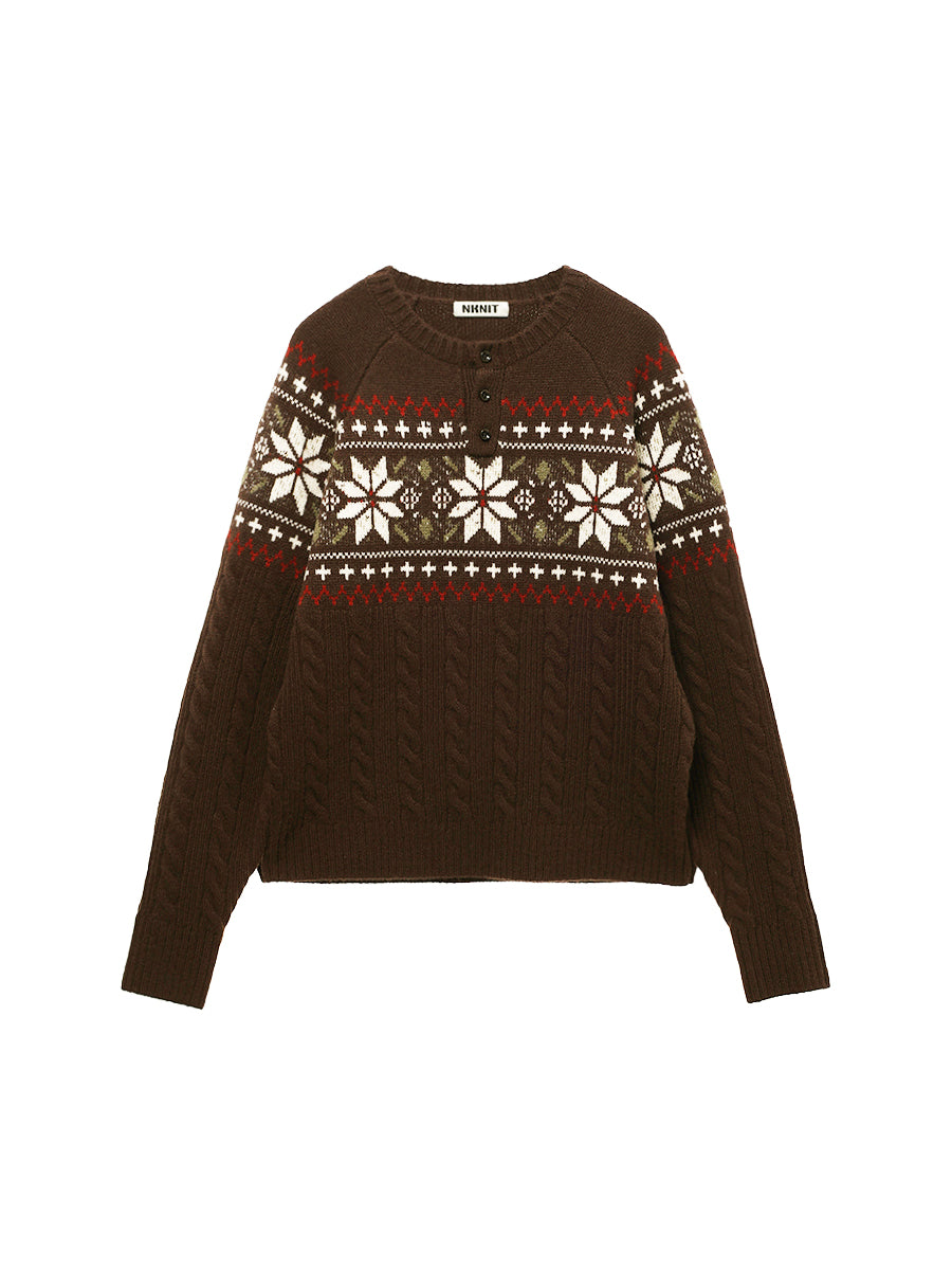 nordic pattern henley KNIT