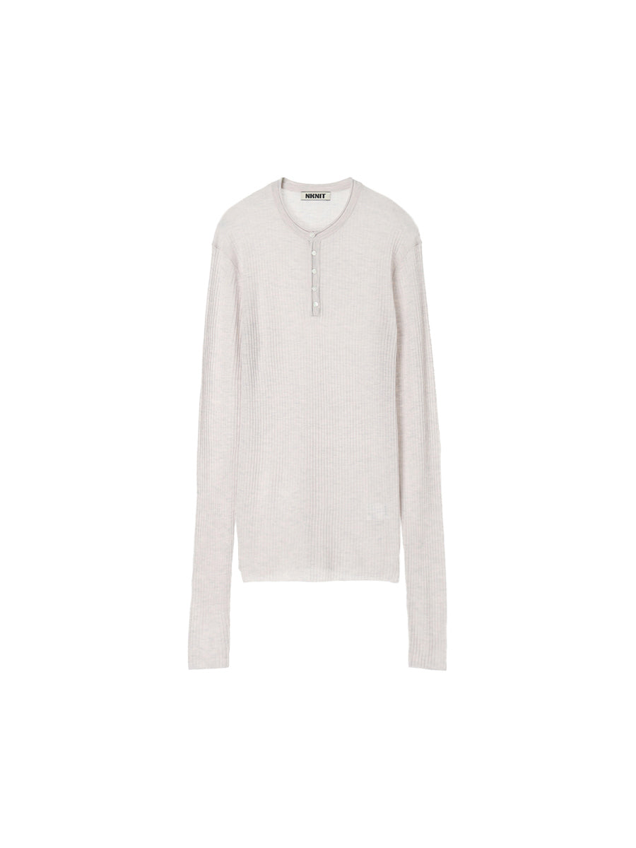 sheer rib henley KNIT