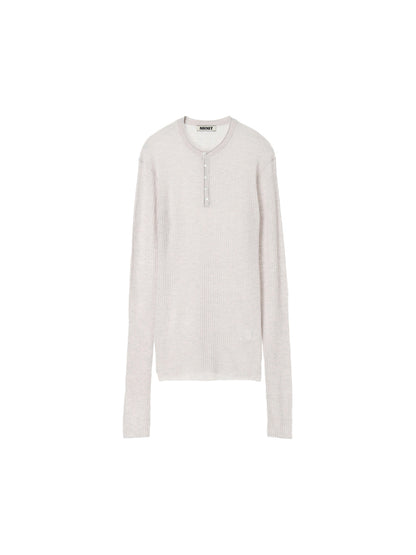 sheer rib henley KNIT