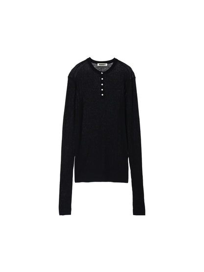 sheer rib henley KNIT