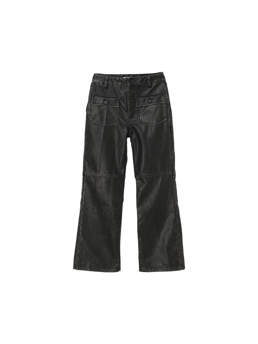washed faux leather pants