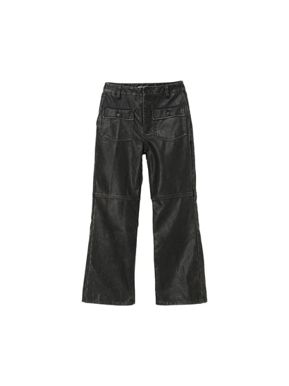 washed faux leather pants
