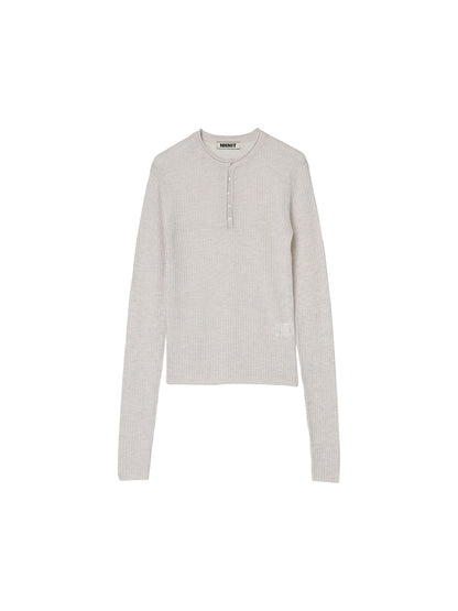 sheer rib henley KNIT