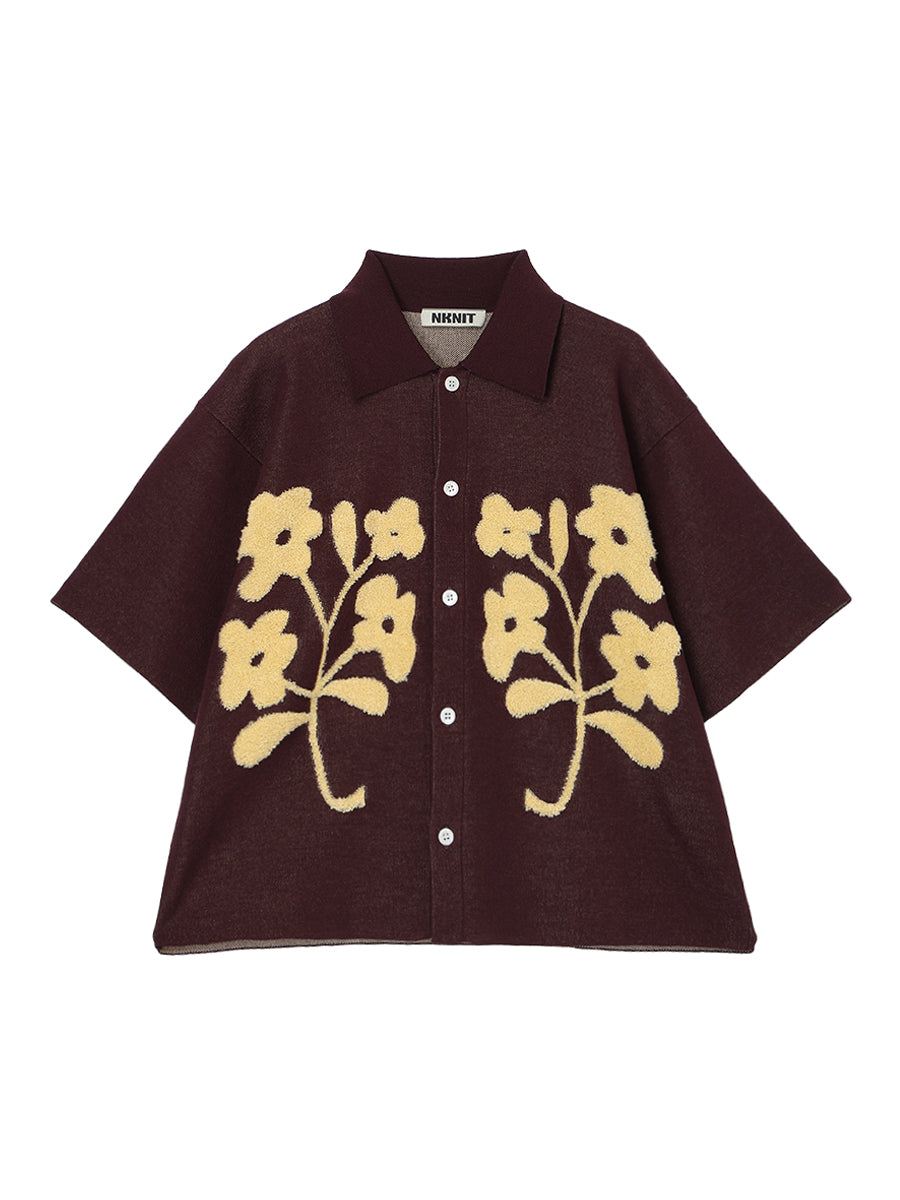 トップス nknit flower jacquard KNIT shirt flower jacquard KNIT shirt – NKNIT