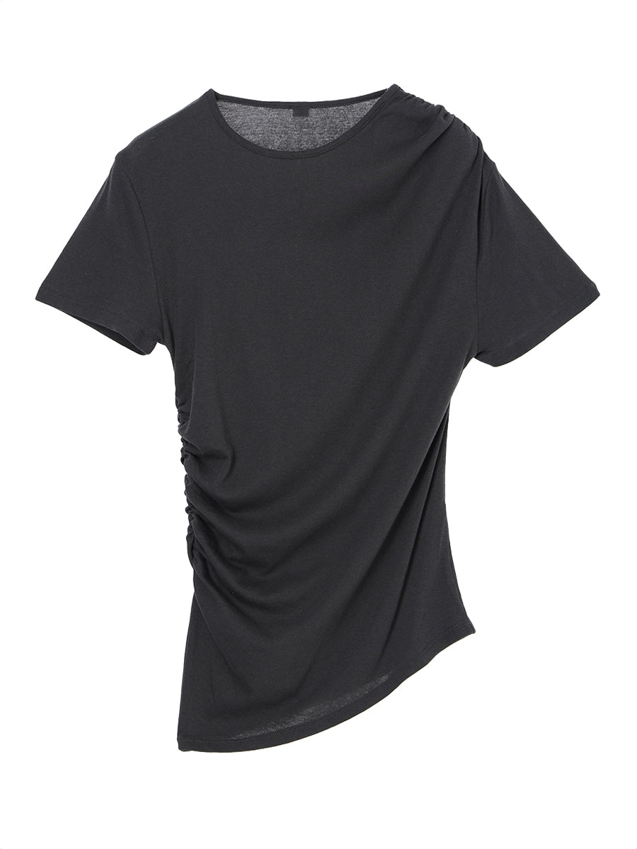 cotton/cashmere asymmetry  gatherT-shirt