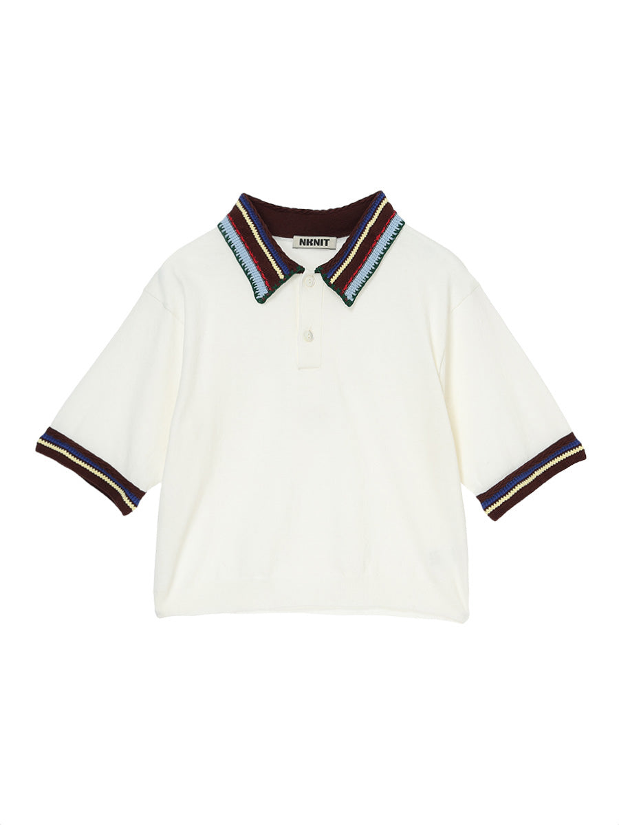 pattern collar KNIT polo shirt