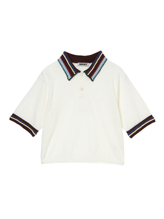 pattern collar KNIT polo shirt